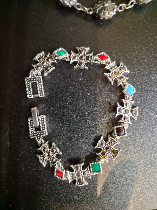 BILIBEI Pulsera Plateada Cruces Grandes Colores