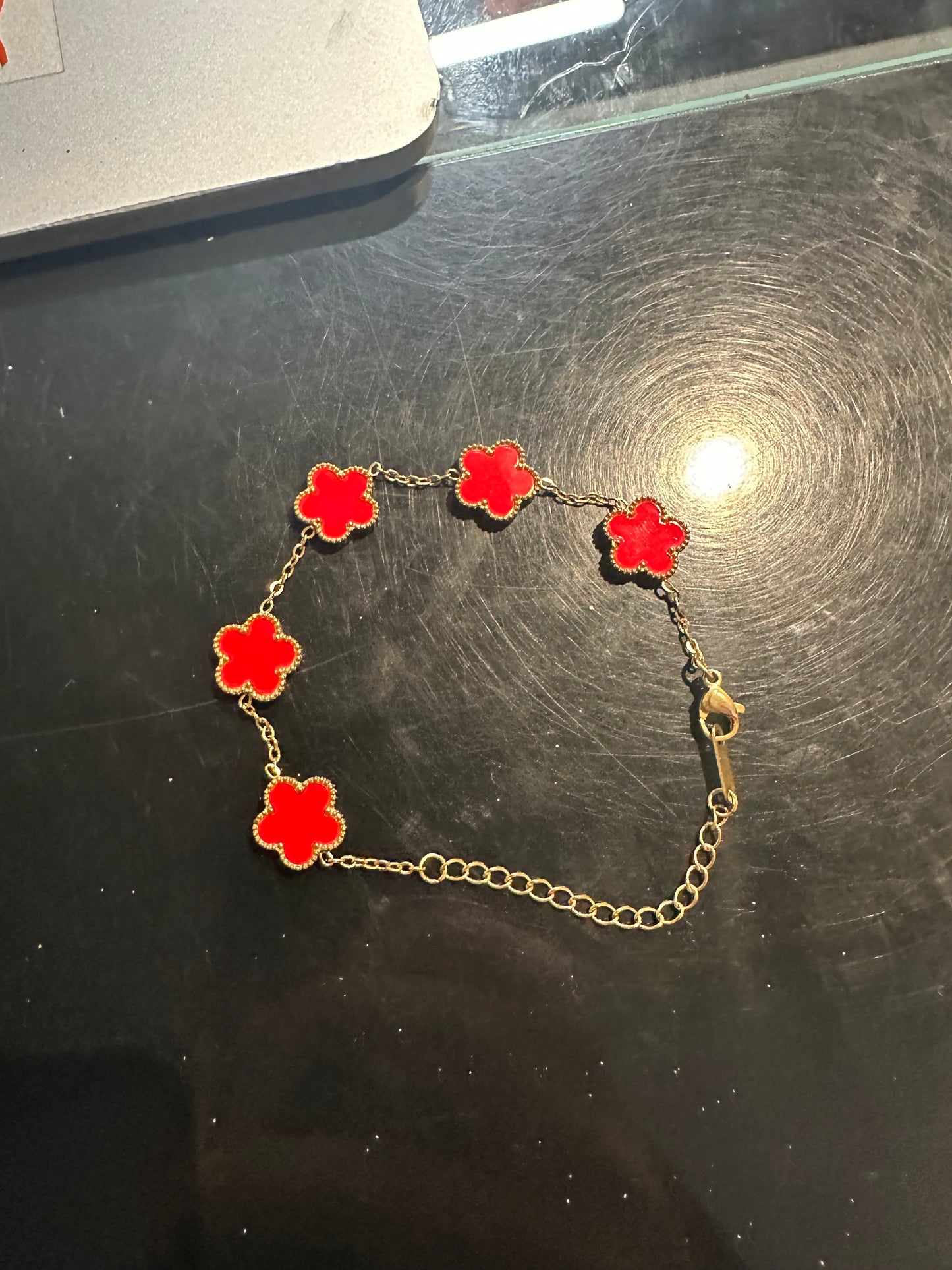 BILIBEI Pulsera flores rojas